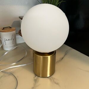 Brass Glass Globe Table Lamp - White Globe